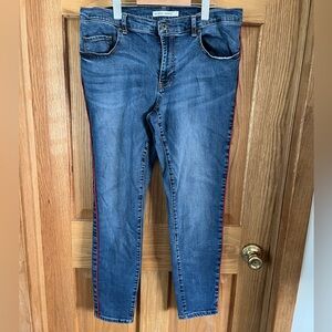 Melrose and Market Blue Skinny Jeans with Red Trim